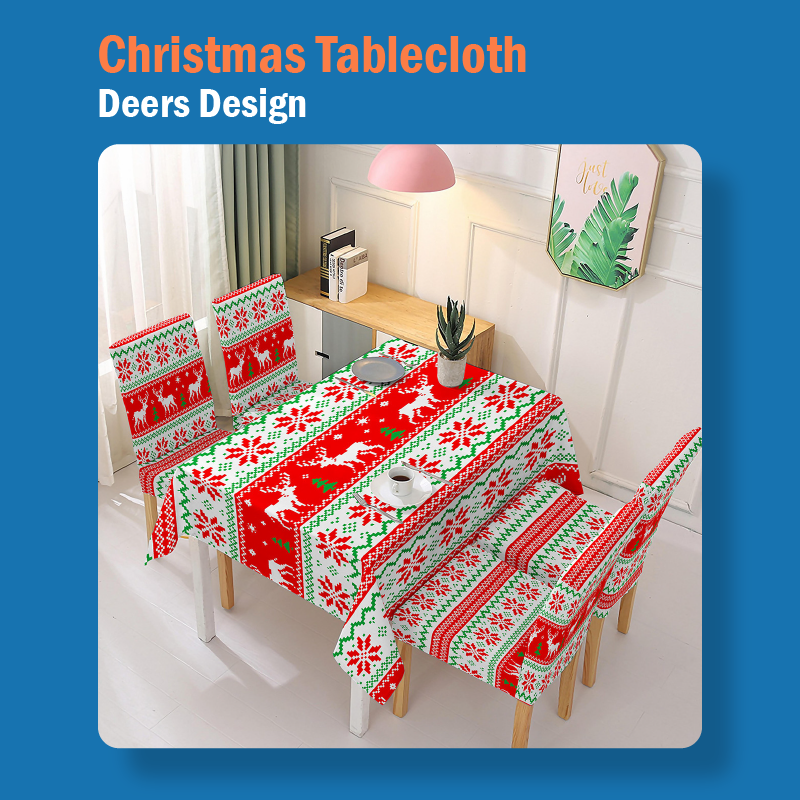 Absorbent Christmas Printed Tablecloth And Chair Cover