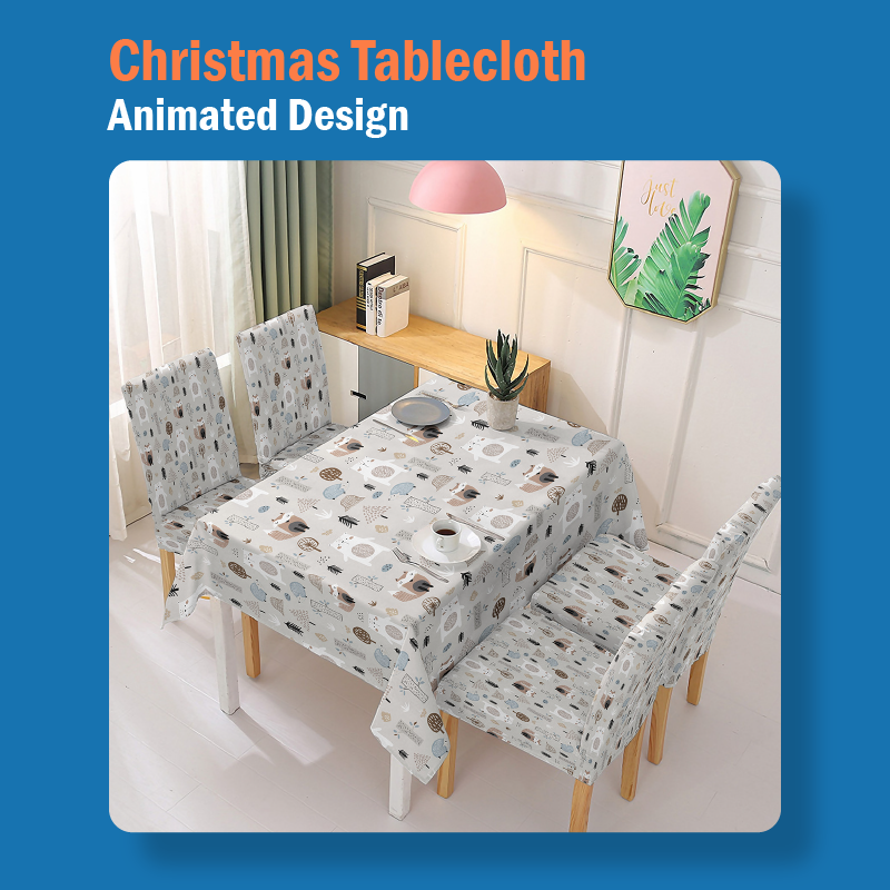 Absorbent Christmas Printed Tablecloth And Chair Cover