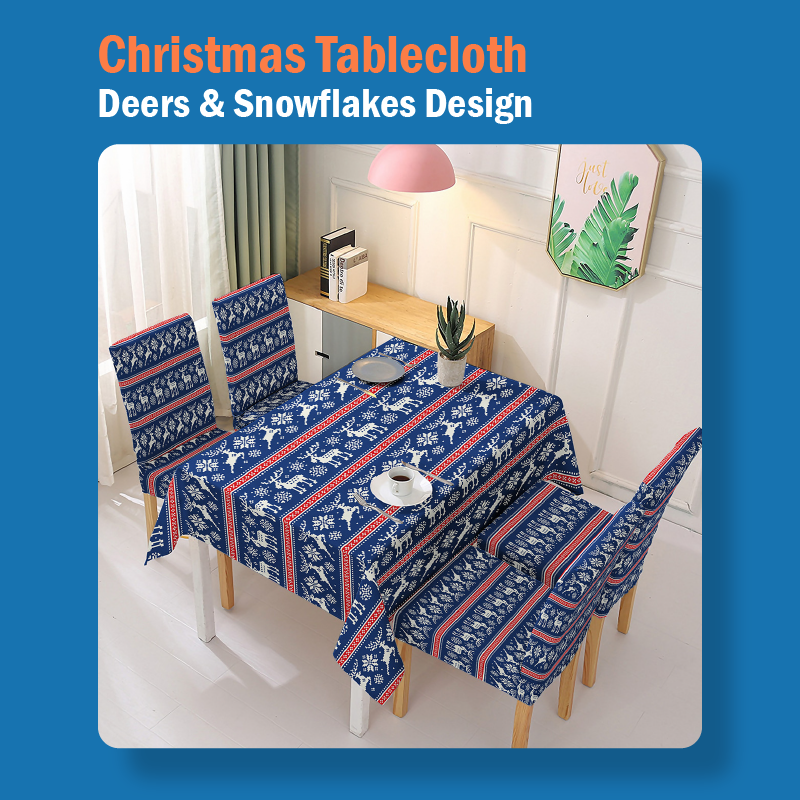 Absorbent Christmas Printed Tablecloth And Chair Cover