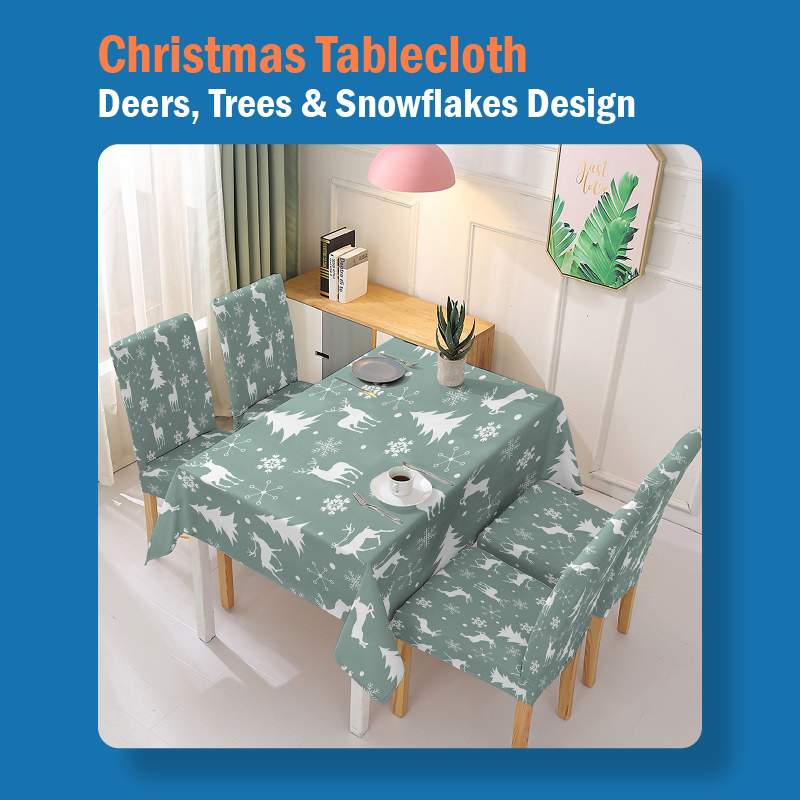 Absorbent Christmas Printed Tablecloth And Chair Cover