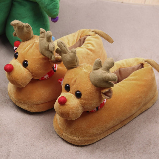 Cute Couple Christmas Elk Slippers