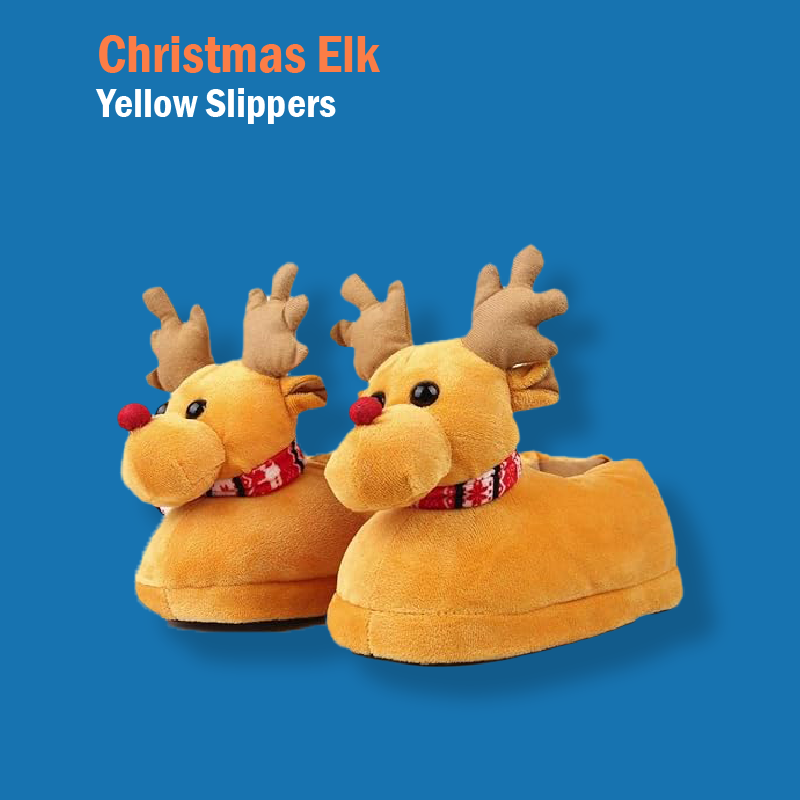 Cute Couple Christmas Elk Slippers