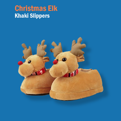 Cute Couple Christmas Elk Slippers