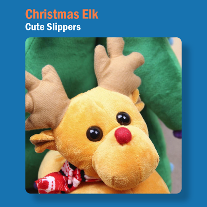 Cute Couple Christmas Elk Slippers