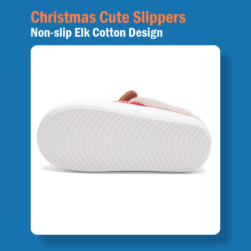 Non-slip Cute Christmas Elk Cotton Slippers